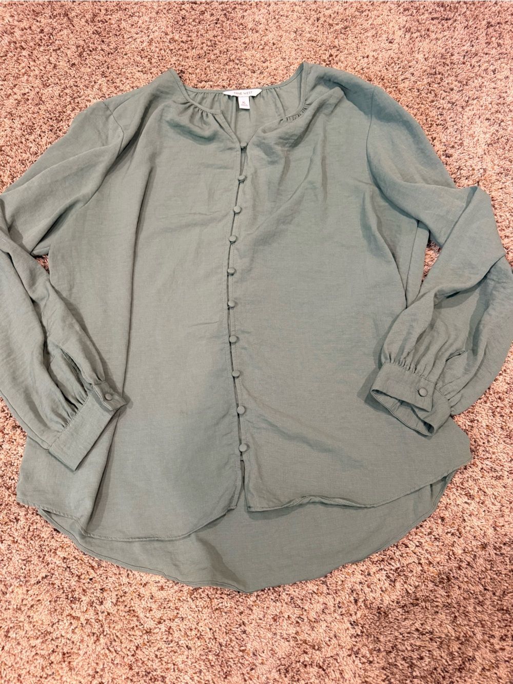 Nine West Dusty Sage Button-Front Blouse